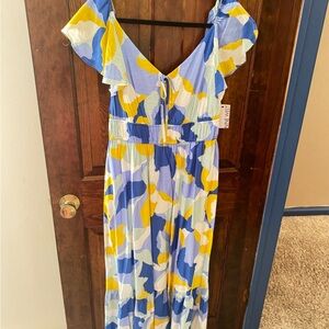 Nine West Yellow and Blue Floral Dress